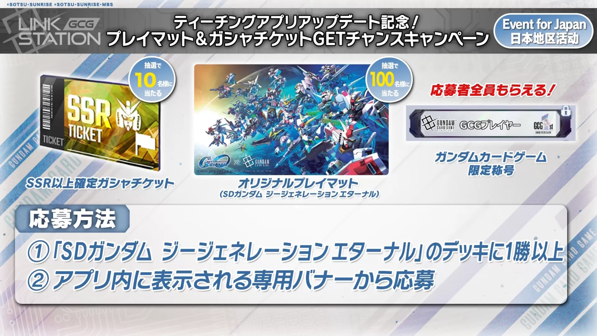 SSR以上確定ガシャチケット」やプレイマットが当たる！ジージェネ